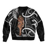 New Zealand Maripi Bomber Jacket Silver Fern Mix Aotearoa Maori Pattern