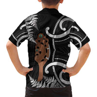 New Zealand Maripi Family Matching Long Sleeve Bodycon Dress and Hawaiian Shirt Silver Fern Mix Aotearoa Maori Pattern