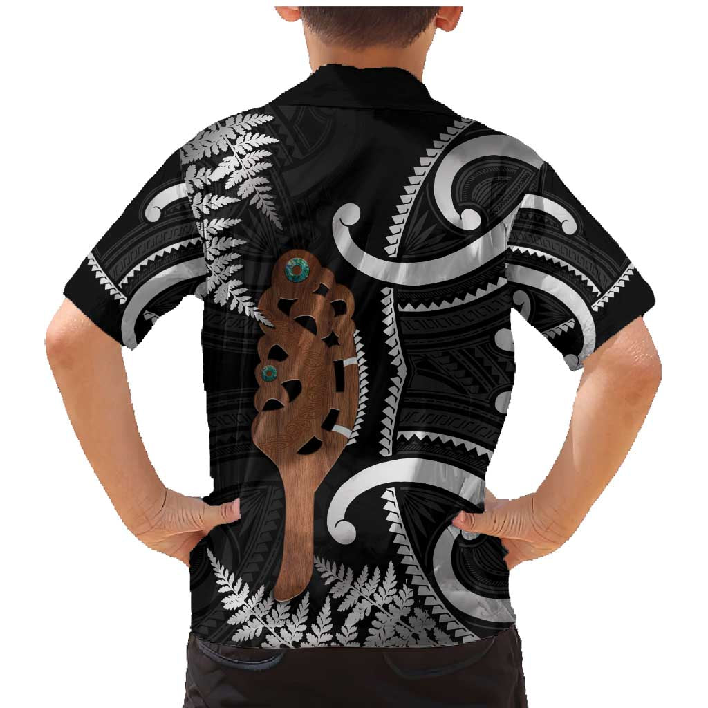 New Zealand Maripi Family Matching Mermaid Dress and Hawaiian Shirt Silver Fern Mix Aotearoa Maori Pattern