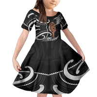 New Zealand Maripi Family Matching Mermaid Dress and Hawaiian Shirt Silver Fern Mix Aotearoa Maori Pattern
