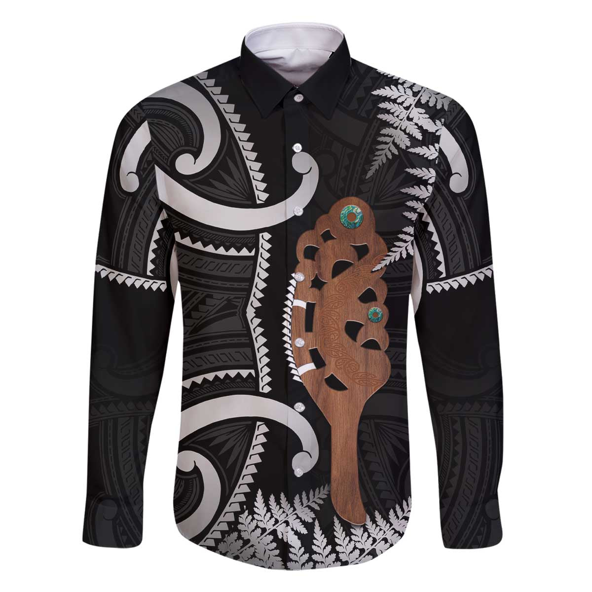 New Zealand Maripi Family Matching Off The Shoulder Long Sleeve Dress and Hawaiian Shirt Silver Fern Mix Aotearoa Maori Pattern