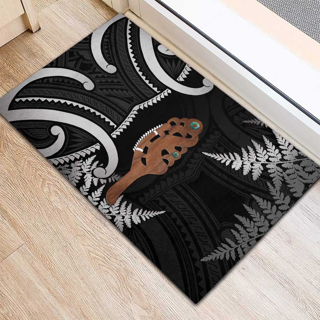 New Zealand Maripi Rubber Doormat Silver Fern Mix Aotearoa Maori Pattern