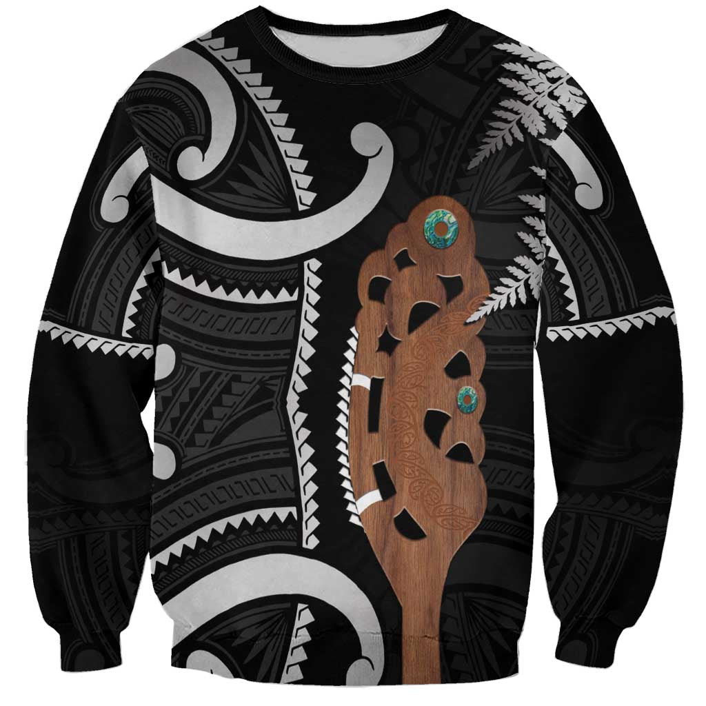 New Zealand Maripi Sweatshirt Silver Fern Mix Aotearoa Maori Pattern
