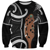 New Zealand Maripi Sweatshirt Silver Fern Mix Aotearoa Maori Pattern