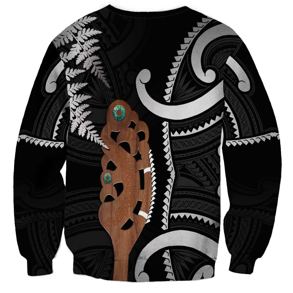 New Zealand Maripi Sweatshirt Silver Fern Mix Aotearoa Maori Pattern