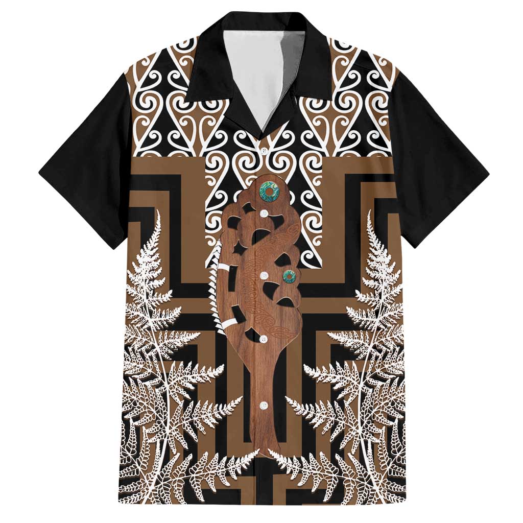 New Zealand Family Matching Short Sleeve Bodycon Dress and Hawaiian Shirt Maori Maripi Knife With Poutama Art