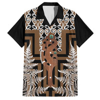 New Zealand Family Matching Short Sleeve Bodycon Dress and Hawaiian Shirt Maori Maripi Knife With Poutama Art