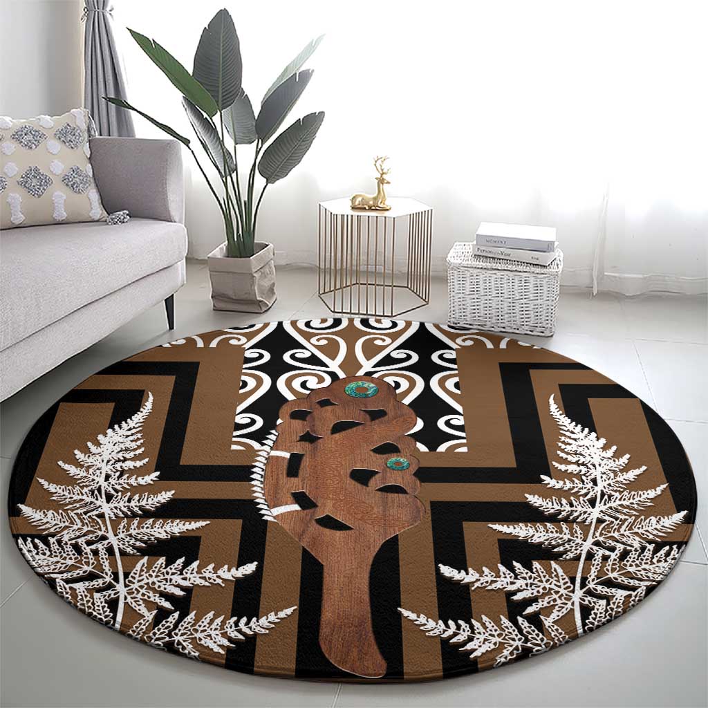 New Zealand Round Carpet Maori Maripi Knife With Poutama Art LT14 - Polynesian Pride