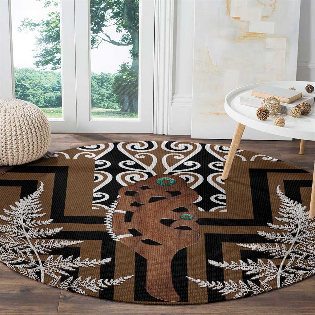 New Zealand Round Carpet Maori Maripi Knife With Poutama Art LT14 - Polynesian Pride