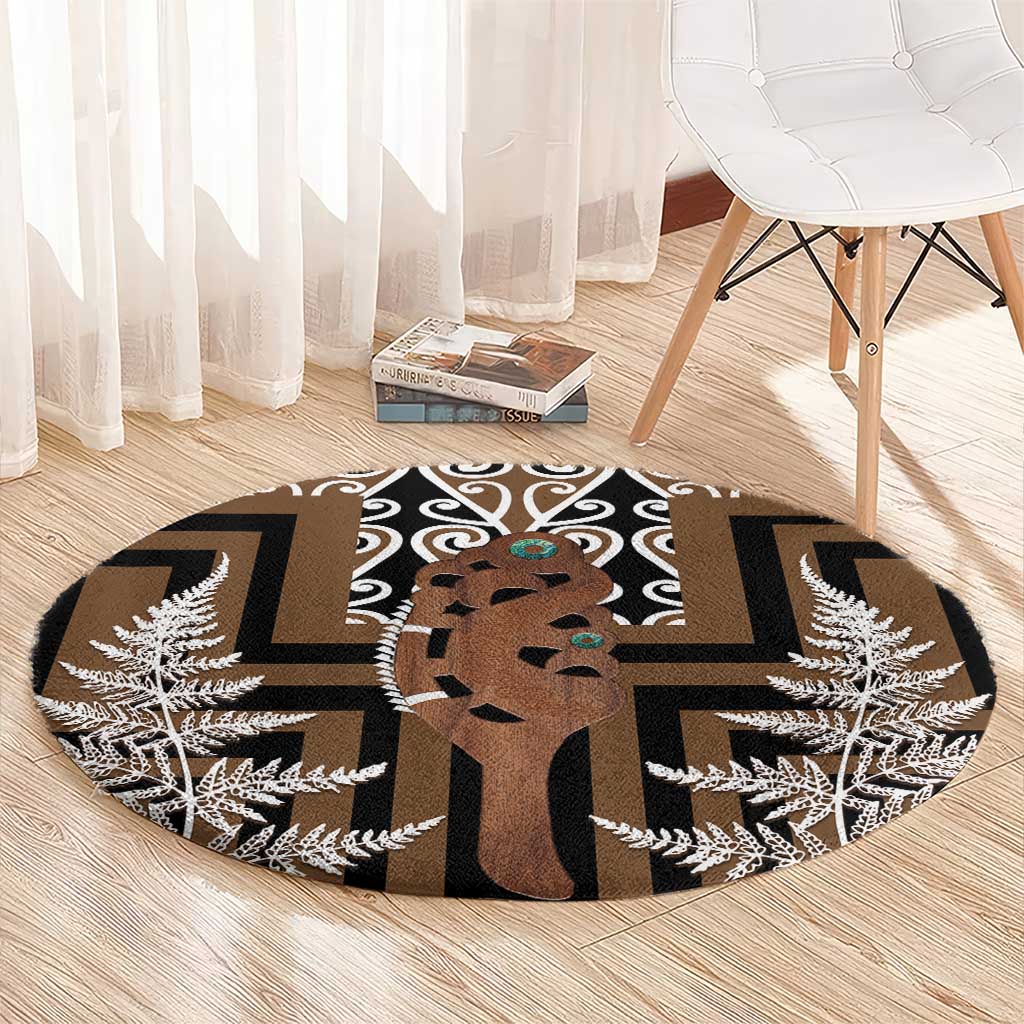 New Zealand Round Carpet Maori Maripi Knife With Poutama Art LT14 - Polynesian Pride