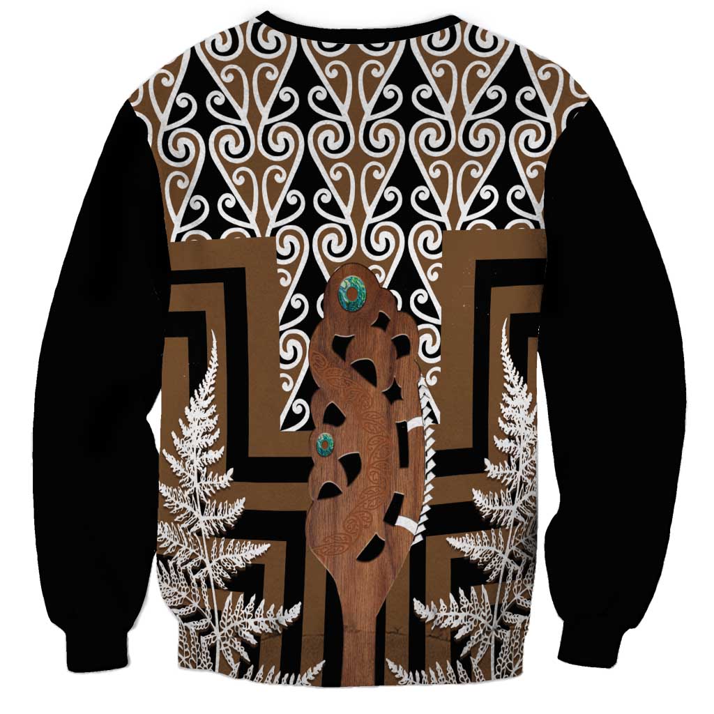 New Zealand Sweatshirt Maori Maripi Knife With Poutama Art