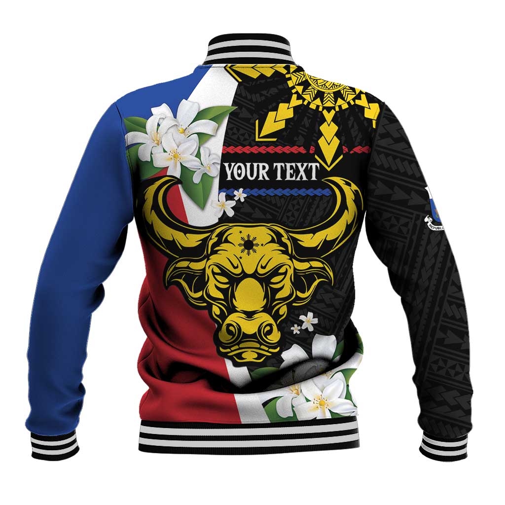 Personalised Philippines Carabao Baseball Jacket Filipino Sun Mix Sampaguita Flower