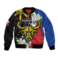 Personalised Philippines Carabao Bomber Jacket Filipino Sun Mix Sampaguita Flower