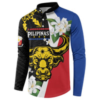 Personalised Philippines Carabao Button Sweatshirt Filipino Sun Mix Sampaguita Flower