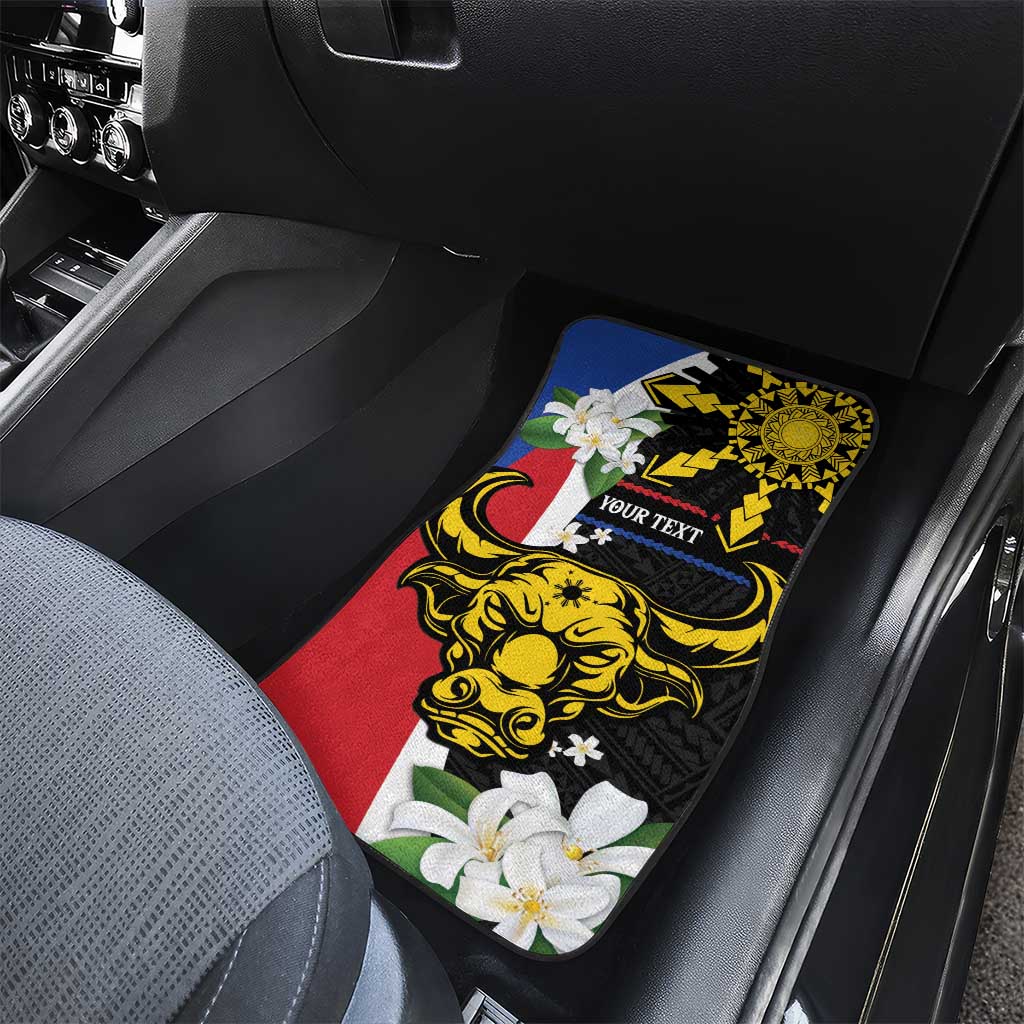 Personalised Philippines Carabao Car Mats Filipino Sun Mix Sampaguita Flower