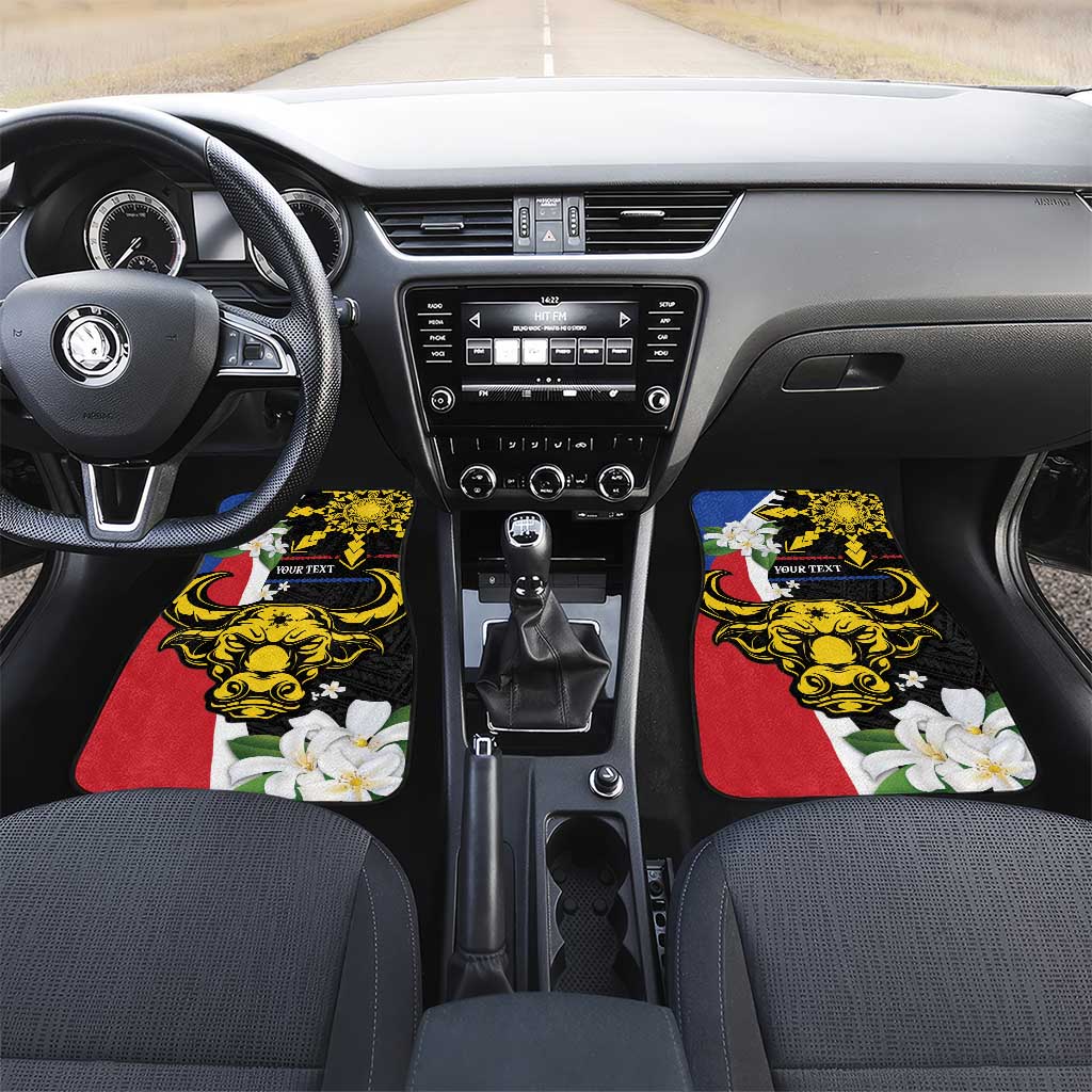Personalised Philippines Carabao Car Mats Filipino Sun Mix Sampaguita Flower