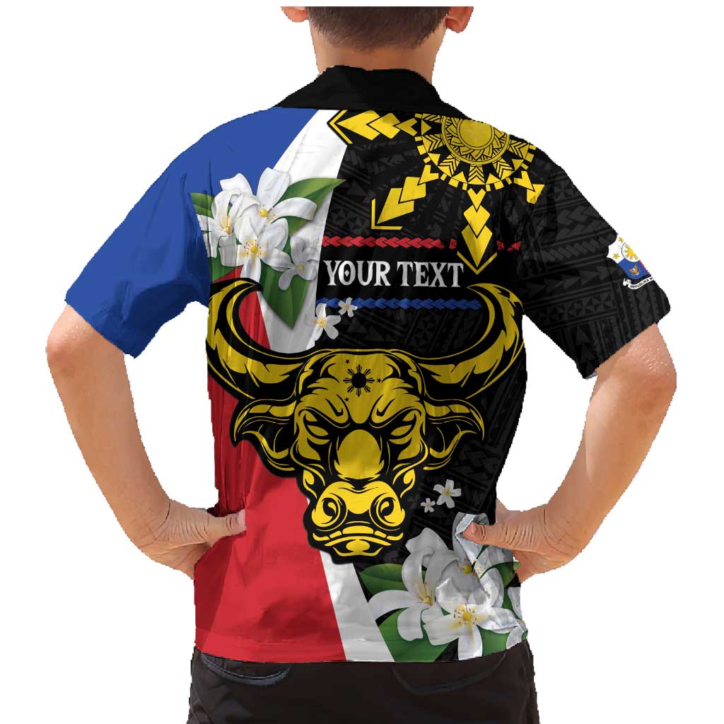 Personalised Philippines Carabao Family Matching Mermaid Dress and Hawaiian Shirt Filipino Sun Mix Sampaguita Flower