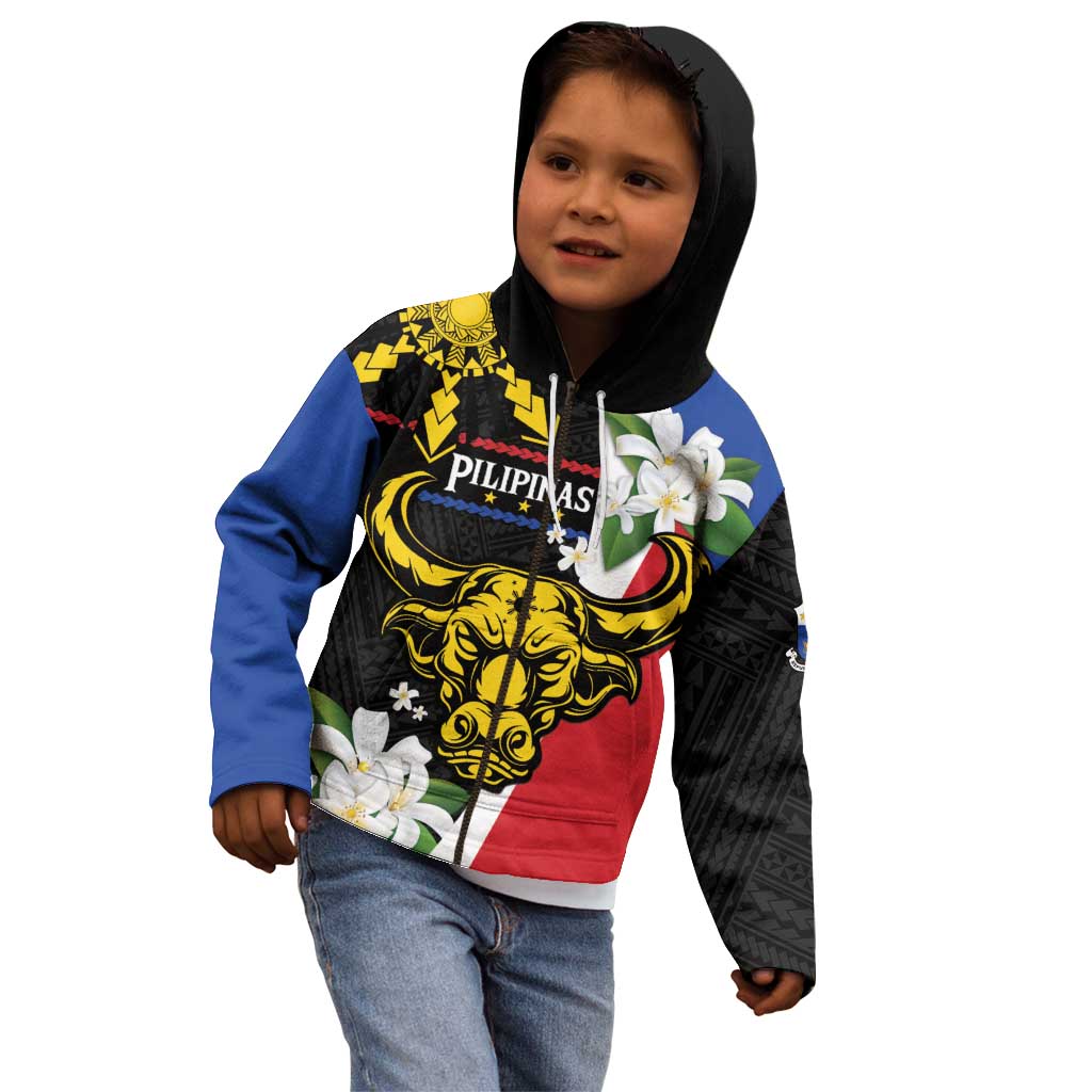 Personalised Philippines Carabao Kid Hoodie Filipino Sun Mix Sampaguita Flower
