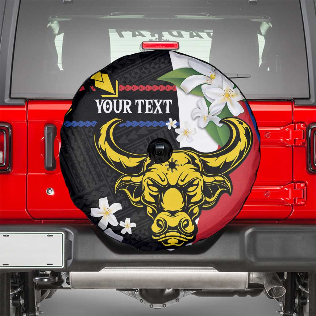 Personalised Philippines Carabao Spare Tire Cover Filipino Sun Mix Sampaguita Flower