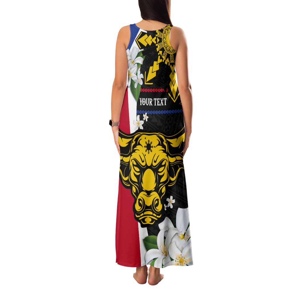 Personalised Philippines Carabao Tank Maxi Dress Filipino Sun Mix Sampaguita Flower