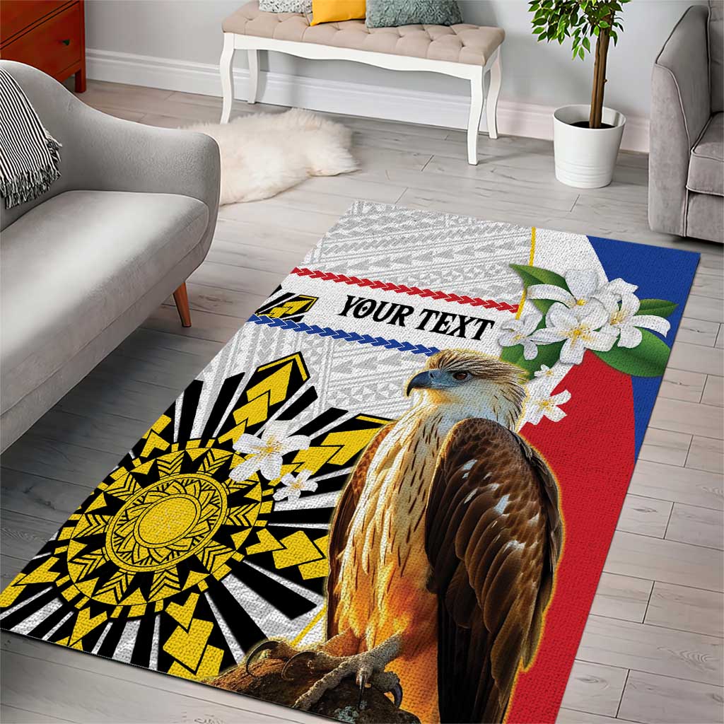 Personalised Philippines Eagle Area Rug Filipino Sun Mix Sampaguita Flower LT14 - Polynesian Pride