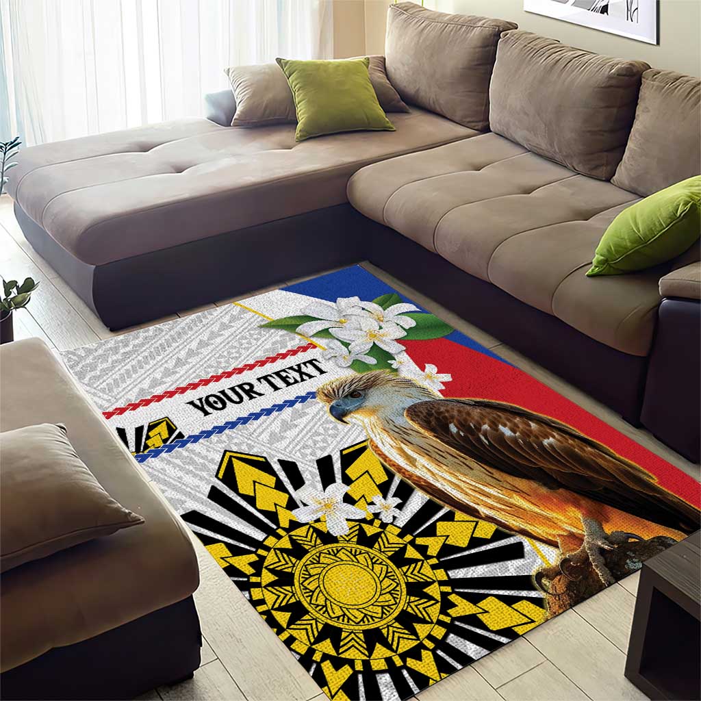 Personalised Philippines Eagle Area Rug Filipino Sun Mix Sampaguita Flower LT14 - Polynesian Pride
