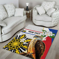 Personalised Philippines Eagle Area Rug Filipino Sun Mix Sampaguita Flower LT14 - Polynesian Pride