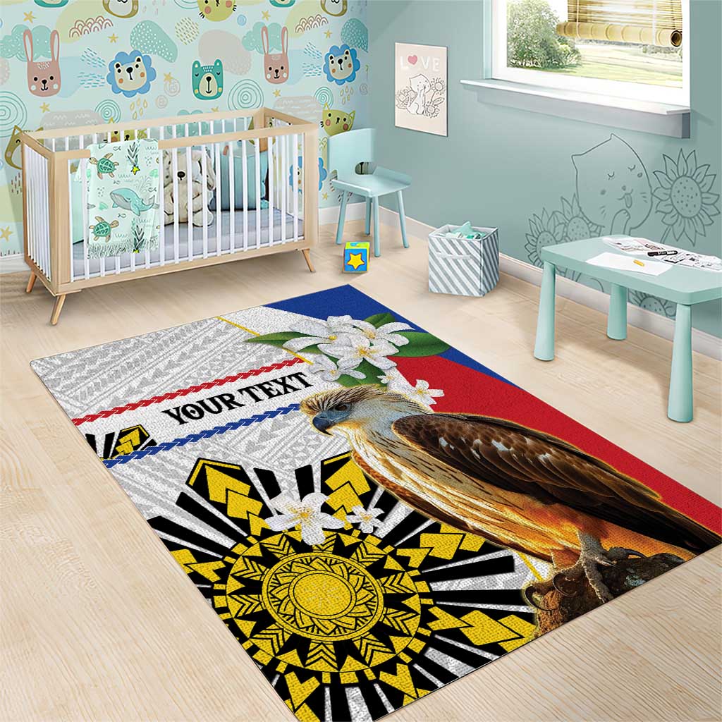 Personalised Philippines Eagle Area Rug Filipino Sun Mix Sampaguita Flower LT14 - Polynesian Pride