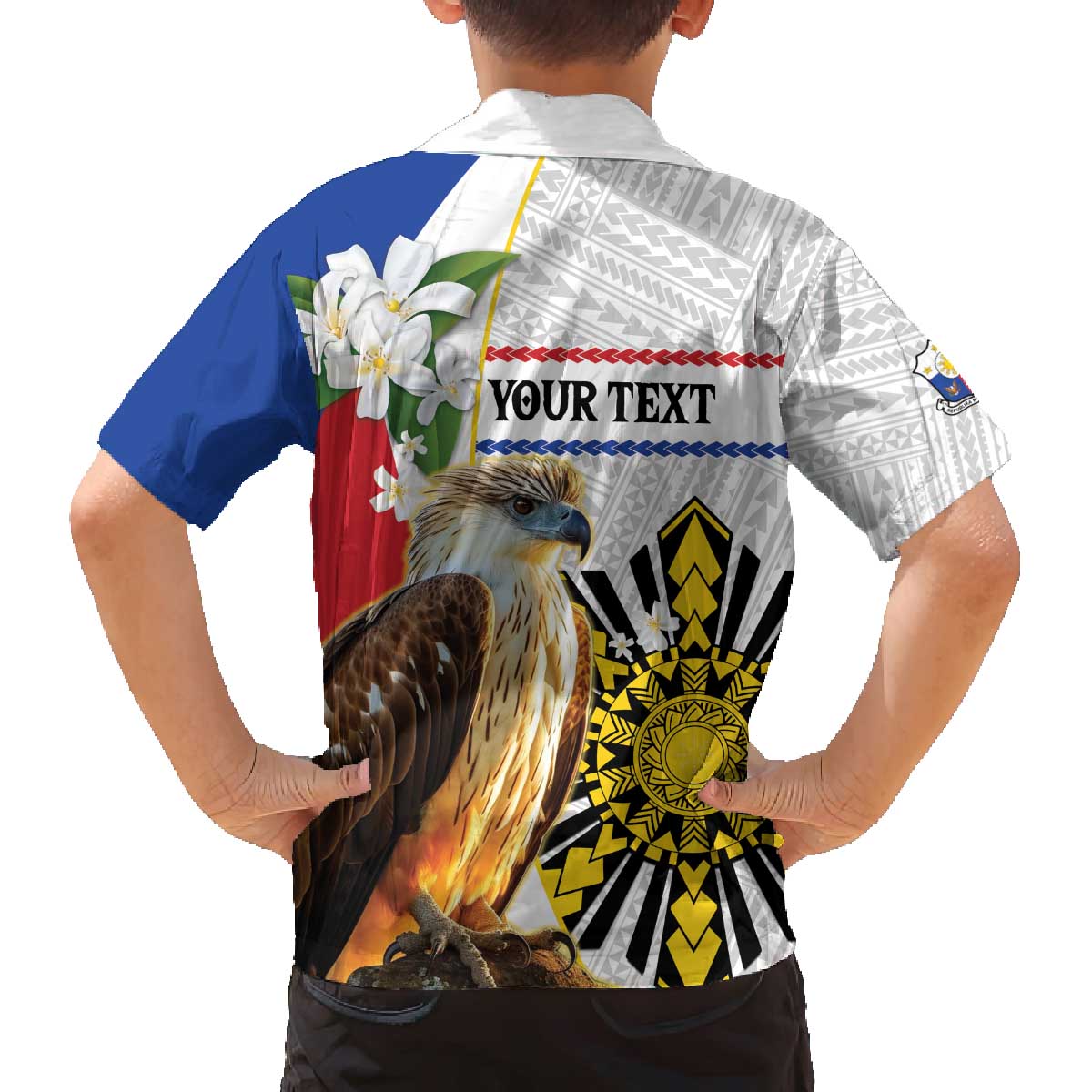 Personalised Philippines Eagle Family Matching Puletasi and Hawaiian Shirt Filipino Sun Mix Sampaguita Flower
