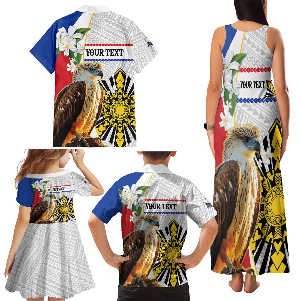 Personalised Philippines Eagle Family Matching Tank Maxi Dress and Hawaiian Shirt Filipino Sun Mix Sampaguita Flower LT14 - Polynesian Pride