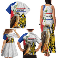 Personalised Philippines Eagle Family Matching Tank Maxi Dress and Hawaiian Shirt Filipino Sun Mix Sampaguita Flower LT14 - Polynesian Pride