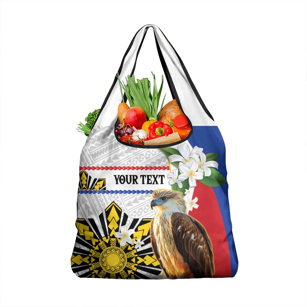 Personalised Philippines Eagle Grocery Bag Filipino Sun Mix Sampaguita Flower
