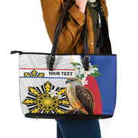 Personalised Philippines Eagle Leather Tote Bag Filipino Sun Mix Sampaguita Flower