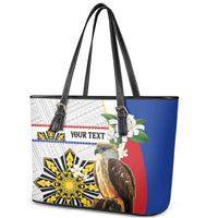 Personalised Philippines Eagle Leather Tote Bag Filipino Sun Mix Sampaguita Flower