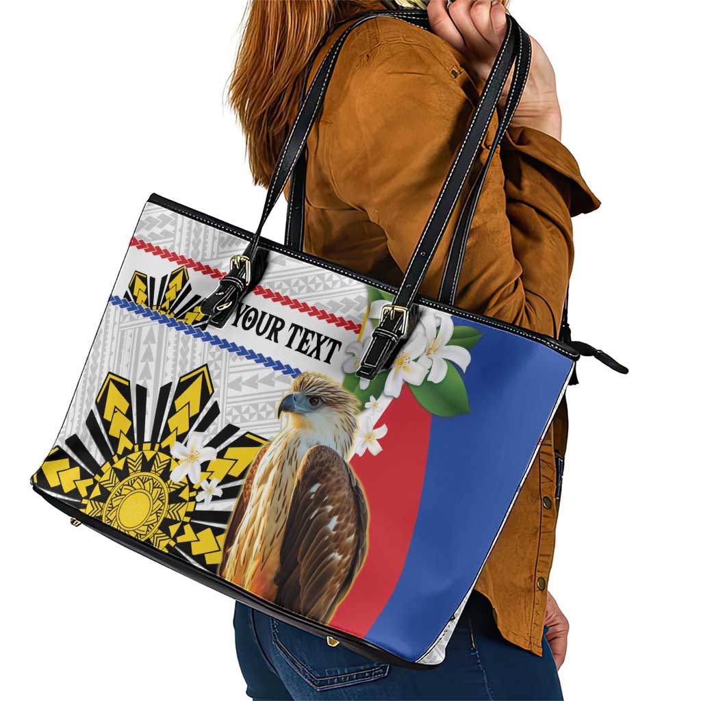 Personalised Philippines Eagle Leather Tote Bag Filipino Sun Mix Sampaguita Flower