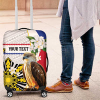 Personalised Philippines Eagle Luggage Cover Filipino Sun Mix Sampaguita Flower LT14 White - Polynesian Pride