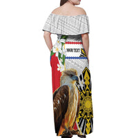 Personalised Philippines Eagle Off Shoulder Maxi Dress Filipino Sun Mix Sampaguita Flower LT14 - Polynesian Pride