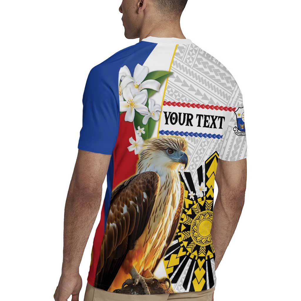 Personalised Philippines Eagle Rugby Jersey Filipino Sun Mix Sampaguita Flower