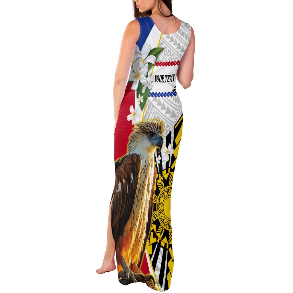 Personalised Philippines Eagle Tank Maxi Dress Filipino Sun Mix Sampaguita Flower