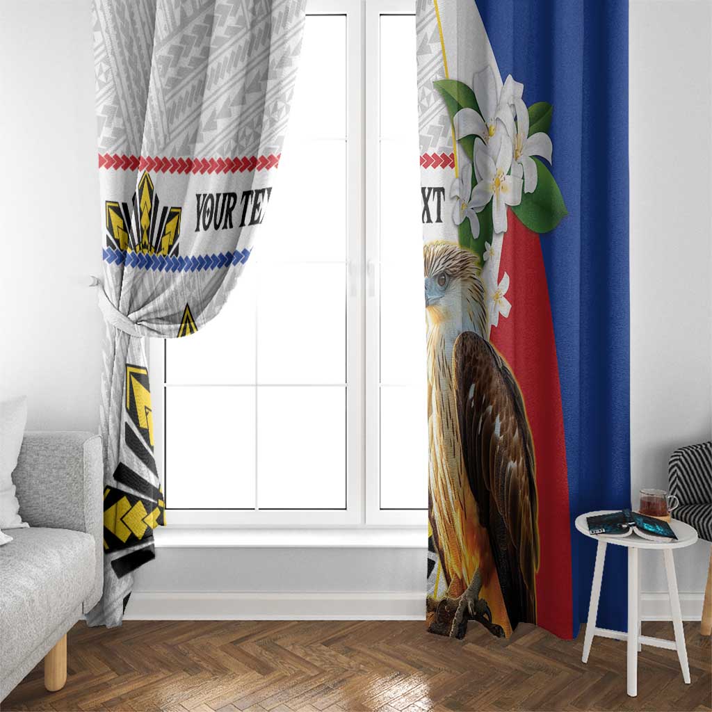 Personalised Philippines Eagle Window Curtain Filipino Sun Mix Sampaguita Flower