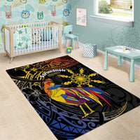 Philippines Sarimanok Area Rug Papanok Legendary Bird Okir Polynesian Pattern LT14 - Polynesian Pride