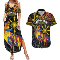 Philippines Sarimanok Couples Matching Summer Maxi Dress and Hawaiian Shirt Papanok Legendary Bird Okir Polynesian Pattern