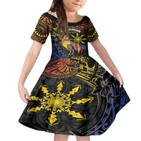 Philippines Sarimanok Family Matching Long Sleeve Bodycon Dress and Hawaiian Shirt Papanok Legendary Bird Okir Polynesian Pattern
