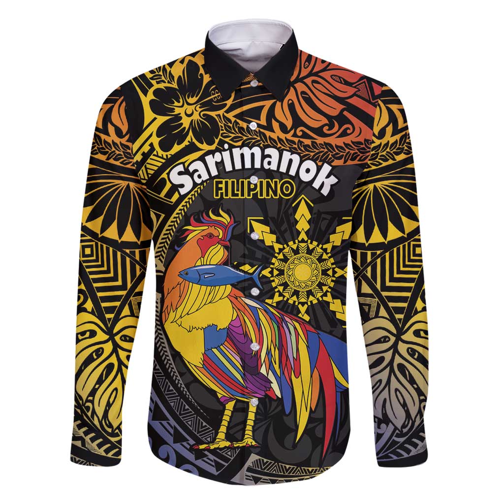 Philippines Sarimanok Family Matching Long Sleeve Bodycon Dress and Hawaiian Shirt Papanok Legendary Bird Okir Polynesian Pattern