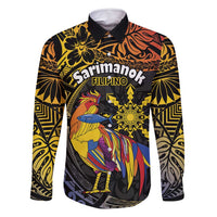 Philippines Sarimanok Family Matching Long Sleeve Bodycon Dress and Hawaiian Shirt Papanok Legendary Bird Okir Polynesian Pattern