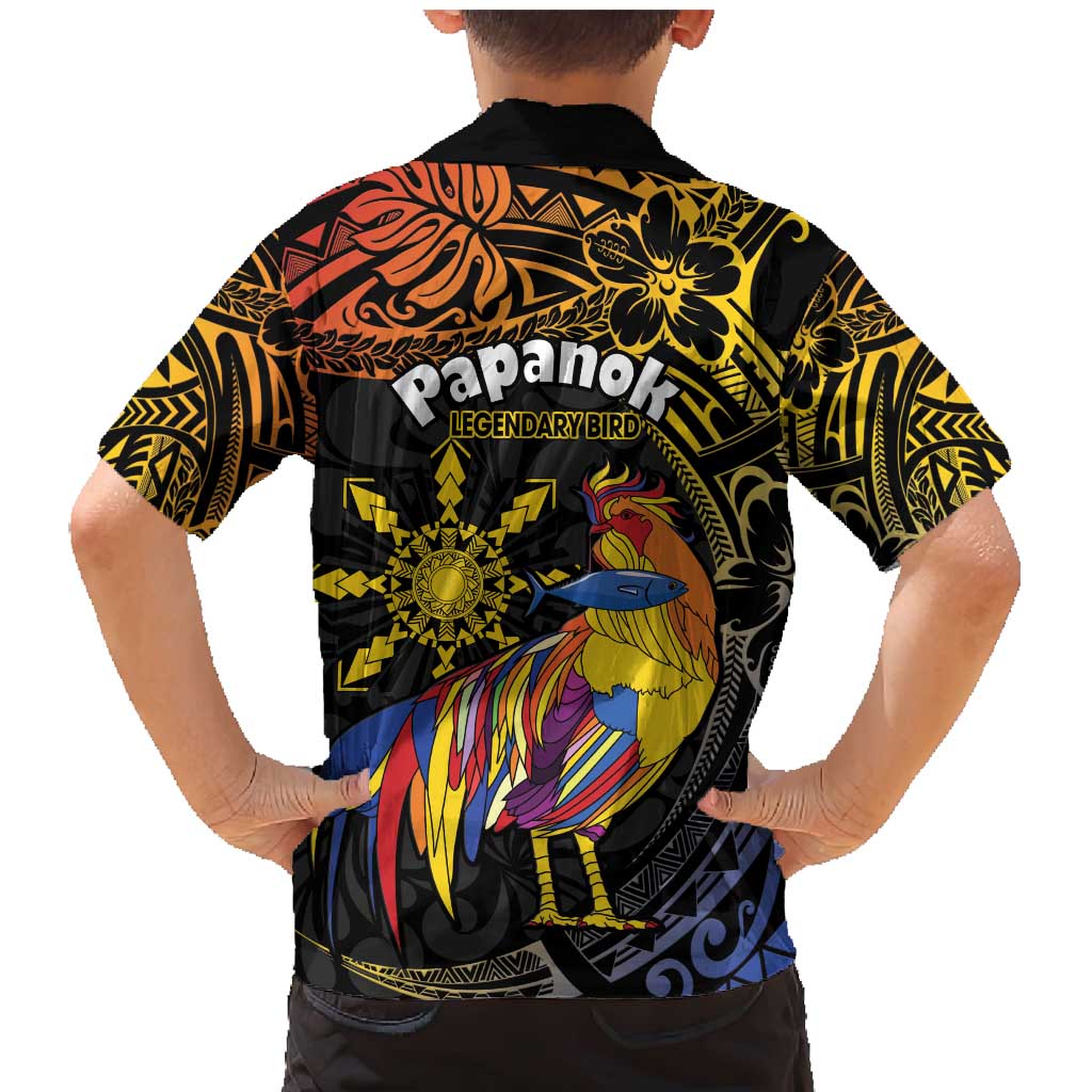 Philippines Sarimanok Family Matching Mermaid Dress and Hawaiian Shirt Papanok Legendary Bird Okir Polynesian Pattern