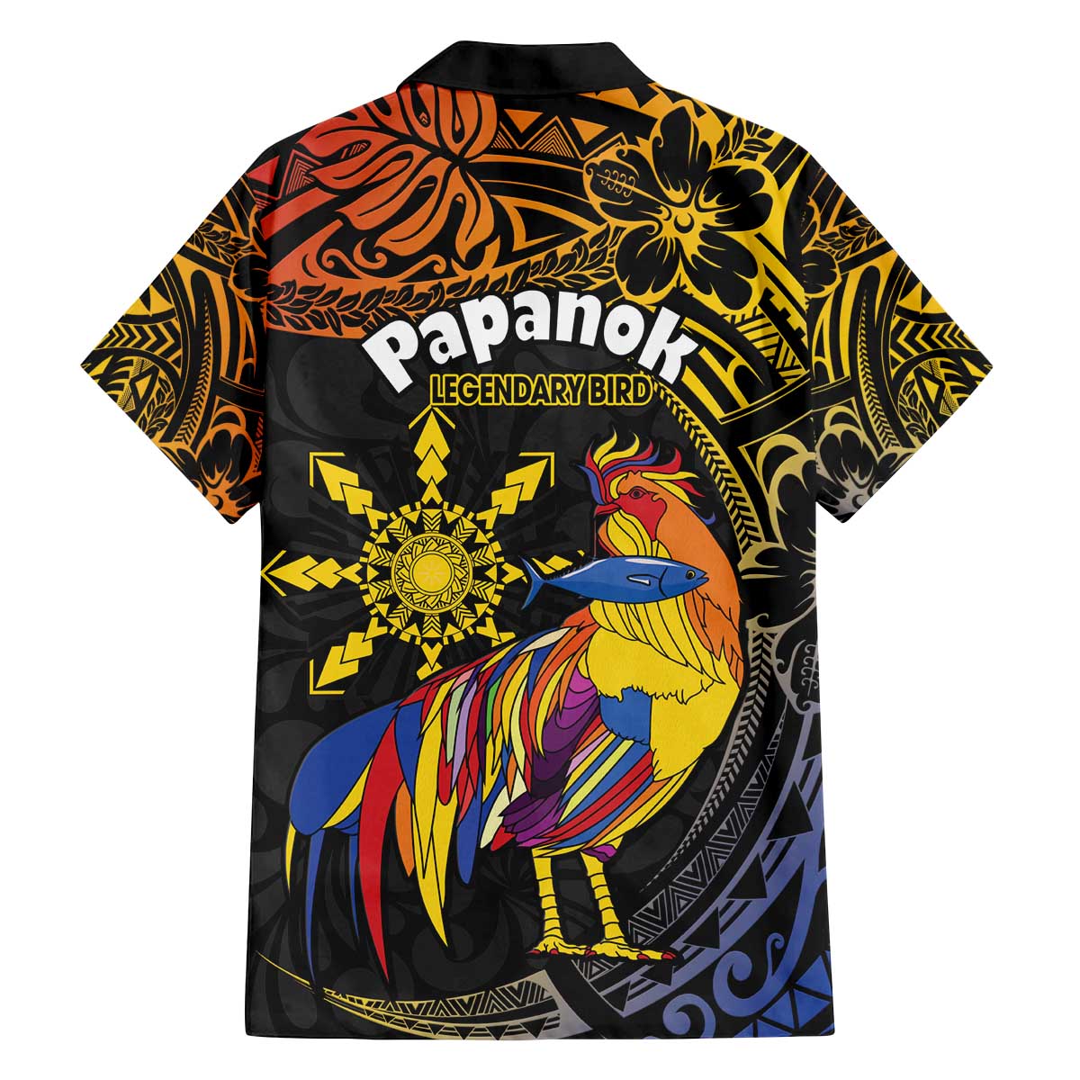 Philippines Sarimanok Family Matching Off The Shoulder Long Sleeve Dress and Hawaiian Shirt Papanok Legendary Bird Okir Polynesian Pattern