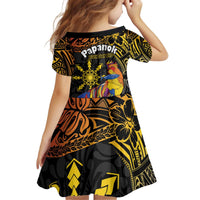 Philippines Sarimanok Kid Short Sleeve Dress Papanok Legendary Bird Okir Polynesian Pattern LT14 - Polynesian Pride