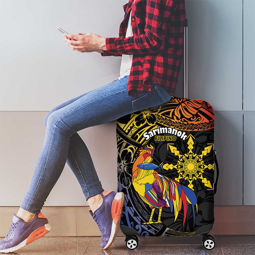 Philippines Sarimanok Luggage Cover Papanok Legendary Bird Okir Polynesian Pattern LT14 - Polynesian Pride