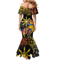 Philippines Sarimanok Mermaid Dress Papanok Legendary Bird Okir Polynesian Pattern